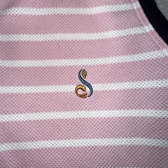 Peter Millar Women Size XS Pink White Striped Sleeveless 1/4 Zip Top - Picture 4 of 8